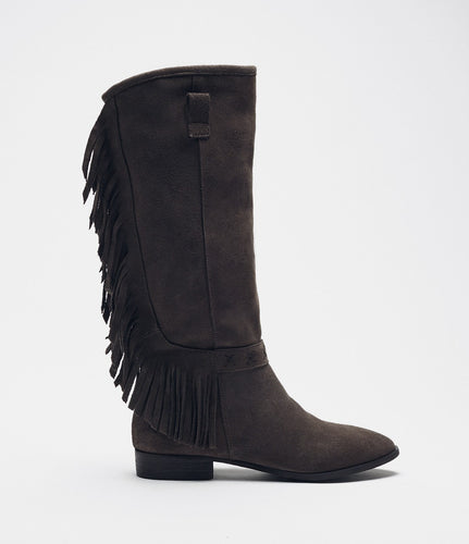 Fransenstiefel grau