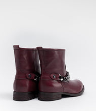 biker boots ankle boot leder kette bordeauxrot