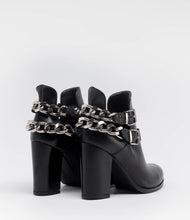 biker boots stiefelette ketten croco cut out schwarz