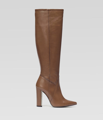 Brauner Langschaftstiefel Clara elegant