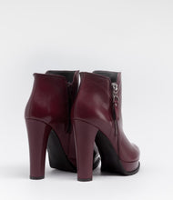 high heels stiefelette reißverschluss profil-sohle bordeaux
