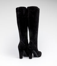highheel langschaft stiefel velour wildleder schwarz
