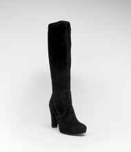 highheel langschaft stiefel velour wildleder schwarz