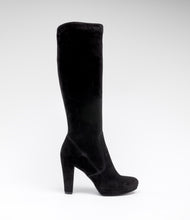 highheel langschaft stiefel velour wildleder schwarz