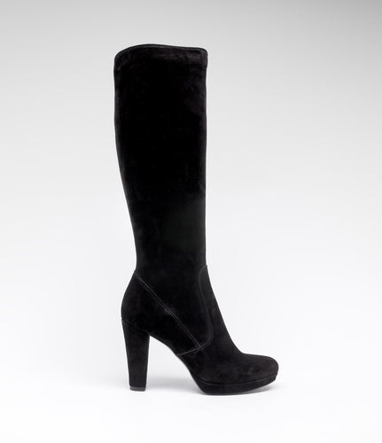 highheel langschaft stiefel velour wildleder schwarz