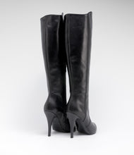 highheel langschaftstiefel leder schwarz