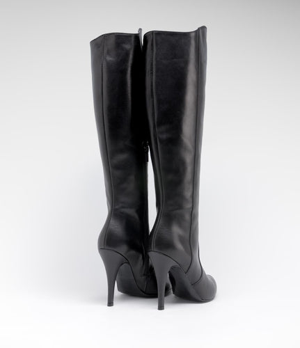 highheel langschaftstiefel leder schwarz