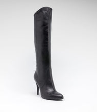 highheel langschaftstiefel leder schwarz