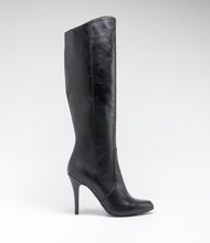 highheel langschaftstiefel leder schwarz