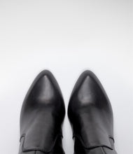 highheel langschaftstiefel leder schwarz