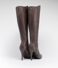 highheel langschaftstiefel leder taupe