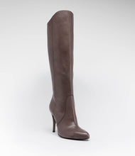 highheel langschaftstiefel leder taupe