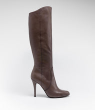 highheel langschaftstiefel leder taupe