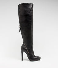 highheel overknee reißverschluss leder schwarz