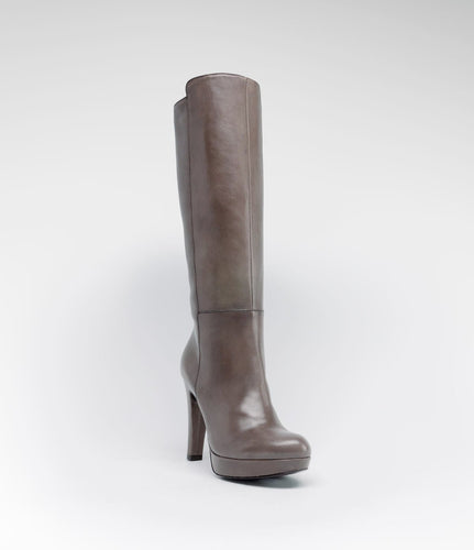 langschaft highheel lederstiefel taupe