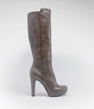 langschaft highheel lederstiefel taupe