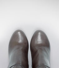 langschaft highheel lederstiefel taupe