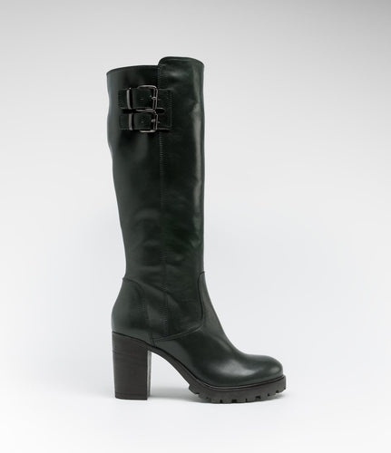 langschaft stiefel biker boot gruen