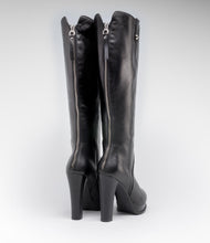 langschaft stiefel reißverschluss plateau highheel schwarz