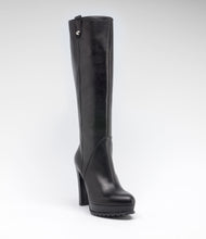 langschaft stiefel reißverschluss plateau highheel schwarz
