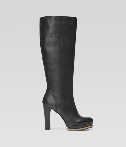 Schwarzer Langschaftstiefel Eva elegant