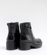 leder biker boots stiefelette reißverschluss schwarz