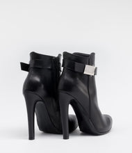 leder high heels plateau elegant schwarz