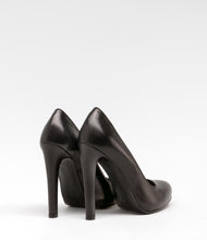 leder high heels pumps plateau elegant schwarz
