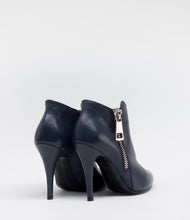 leder high heels stiefelette reißverschluss blau