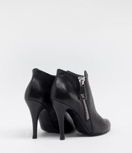 leder high heels stiefelette reißverschluss schwarz