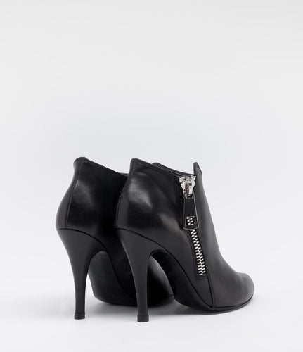 leder high heels stiefelette reißverschluss schwarz