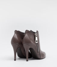 leder high heels stiefelette reißverschluss taupe