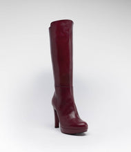 leder highheels langschaftstiefel plateau bordeaux