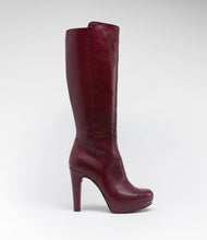 leder highheels langschaftstiefel plateau bordeaux