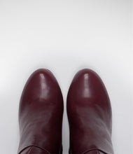 leder highheels langschaftstiefel plateau bordeaux