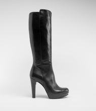 leder highheels langschaftstiefel plateau schwarz