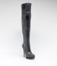 leder highheels overknee langschaftstiefel plateau schwarz