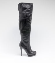 leder highheels overknee langschaftstiefel plateau schwarz