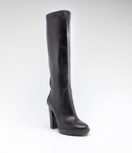 leder langschaft stiefel reißverschluss optik schwarz