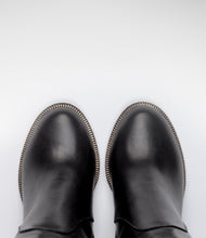 leder langschaft stiefel reißverschluss optik schwarz