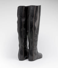 leder langschaftstiefel reißverschluss schwarz