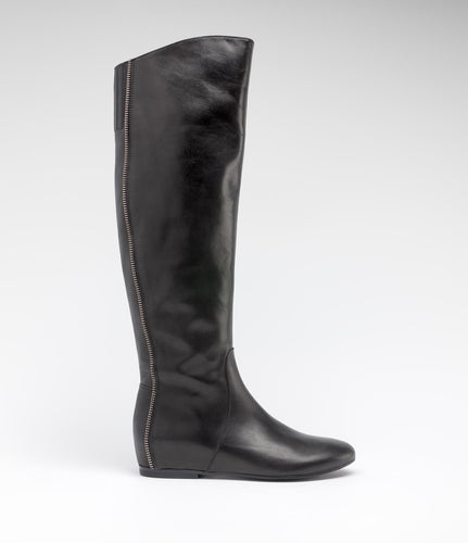 leder langschaftstiefel reißverschluss schwarz