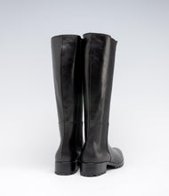 leder langschaftstiefel reiterstiefel elasteinsatz schwarz