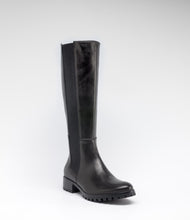 leder langschaftstiefel reiterstiefel elasteinsatz schwarz