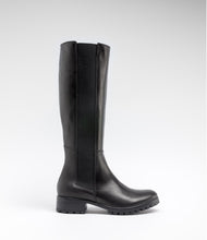 leder langschaftstiefel reiterstiefel elasteinsatz schwarz
