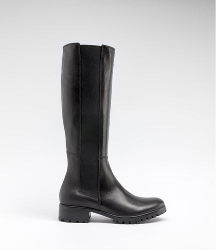 leder langschaftstiefel reiterstiefel elasteinsatz schwarz