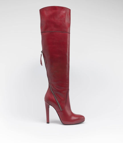 Roter Overkneestiefel Vivian elegant