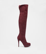 overkneestiefel velours bordeaux side