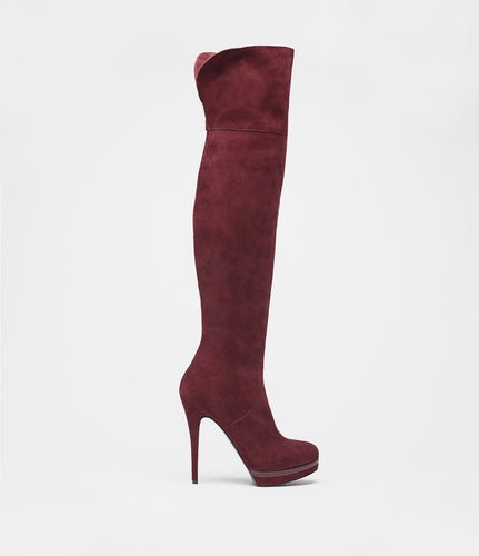 overkneestiefel velours bordeaux side