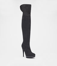 overkneestiefel velours schwarz front